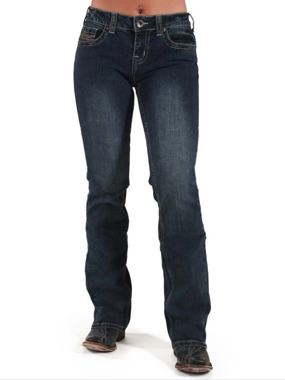 **SOLD** Cowgirl Tuff "Don't Fence Me In" Bootcut Blue Jean | Women's Size 27 - Picture 2 of 16
